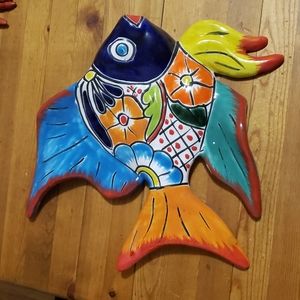 Terracotta Handmade 13x11" Fish Wall Decor Mexico New!